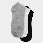 Men's Ankle Length Pack of 3 Socks ( Grey, White, Black ), Black, small