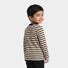 Boys Beige Cotton Blend Round Neck Regular T-Shirt, गहरा पीला, small