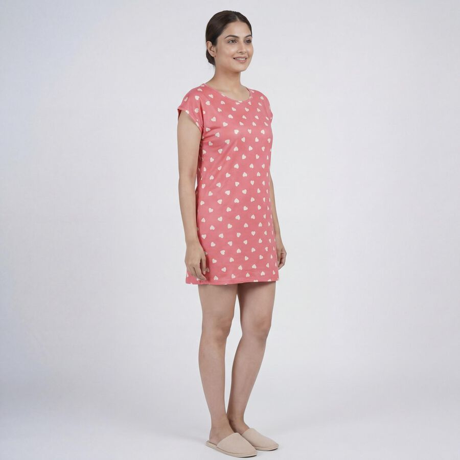 Women's Pink Sleeveless Casual Nighty, Pink, large