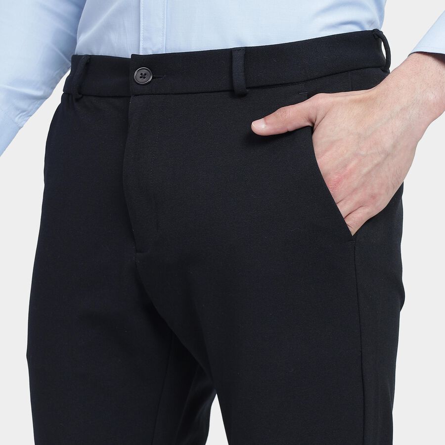 Men's Slim Fit Casual Trousers , नेवी ब्लू, large image number null