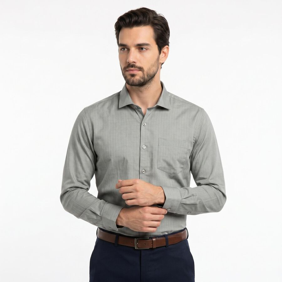 Men's Dark Grey Formal Shirt, Dark Grey, large
