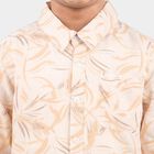 Boys White Printed Casual Shirt, White, small