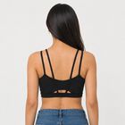 Women's Black V-Neck Sports Bra, Black, small