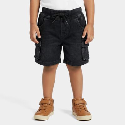 Boys Black Cotton Cargo Style Bermuda Shorts