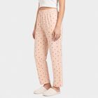 Women's Beige Straight Fit Heart Printed Pyjama, गहरा पीला, small