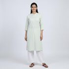 Women's Light Green Cotton Kurta, हल्का हरा, small