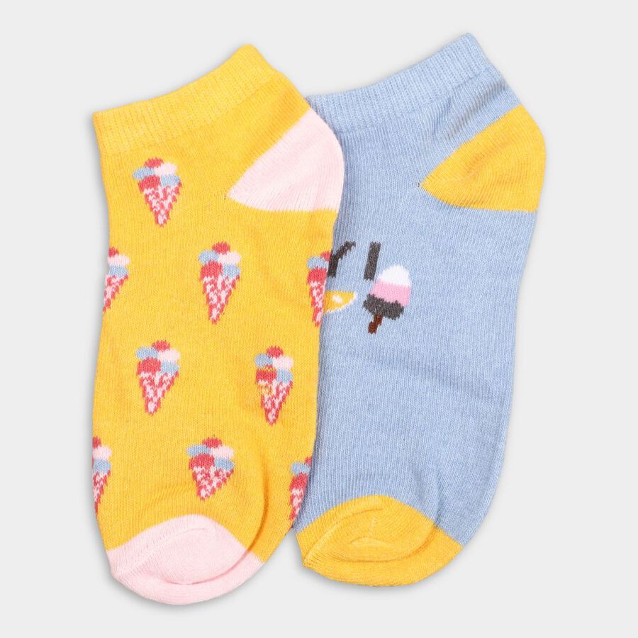 Girl's Socks (Pack of 2), पीला, large image number null