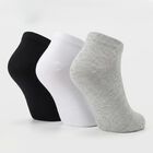 Men's Ankle Length Regular Fit Solid Pack of 3 Socks ( Black, Grey, White ), Black, small