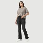 Women's Dark Grey Bootcut Fit Snap Hem Jeans, गहरा ग्रे, small