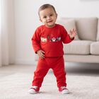 Infants' Red Round Neck Graphic Baba Suit, Red, small