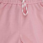 Girls' Pink Regular Fit Floral Print Drawstring Shorts, गुलाबी, small