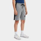 Boys Melange Mid Grey Regular Fit Printed Bermuda Shorts, Melange Mid Grey, small