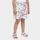 Girls' White Floral Cotton Elastic Waist Shorts, सफ़ेद, small