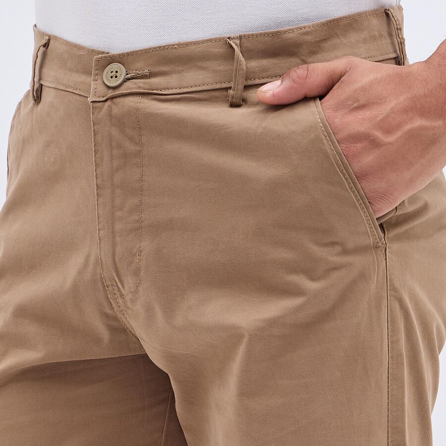 Men's 100% Cotton Cross Pocket Slim Fit Casual Trousers, Khaki, large image number null