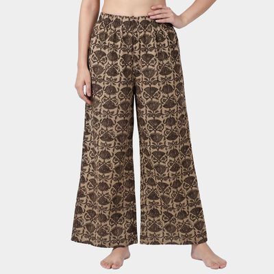 Women's Light Grey Relaxed Fit Solid Palazzos