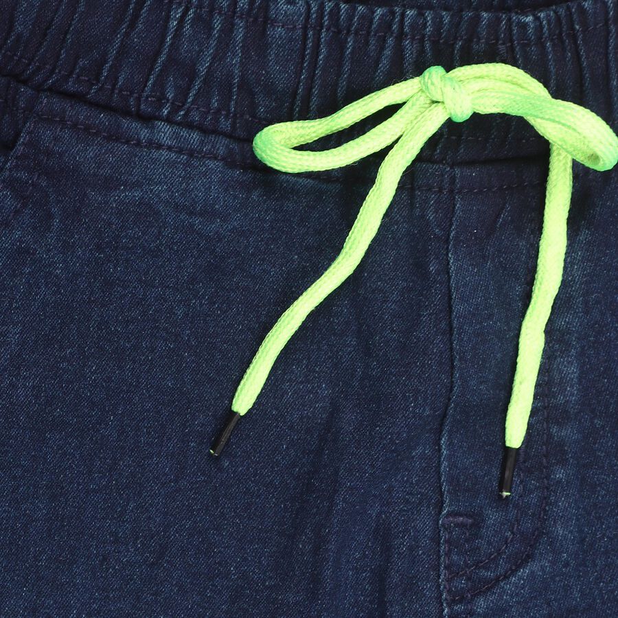 Boys' Deep Indigo Regular Fit Elastic Waist Jeans, गहरा नीला, large image number null