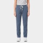 Women's Navy Blue Regular Fit Side-Striped Track Pants, Navy Blue, small