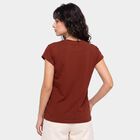 Women's Rust Round Neck Regular T-Shirt, रस्ट, small