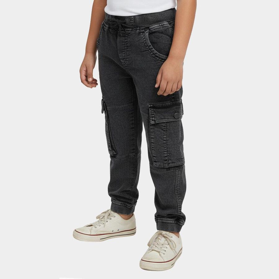 Boys' Dark Grey Regular Fit Cargo Jogger Trousers, Dark Grey, large