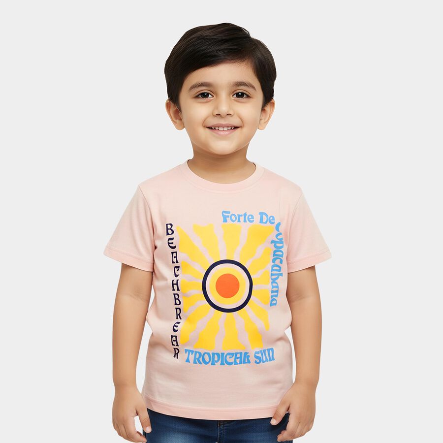 Boys' Half Sleeves T-Shirt, गहरा पीला, large