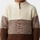 Boys' Brown Zip Neck Colorblock Pullover, Brown, small
