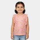 Girls Pink Cotton Round Neck Regular T-Shirt, गुलाबी, small