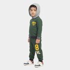 Boys Junior Green Hooded Graphic Print Baba Suit, Dark Green, small