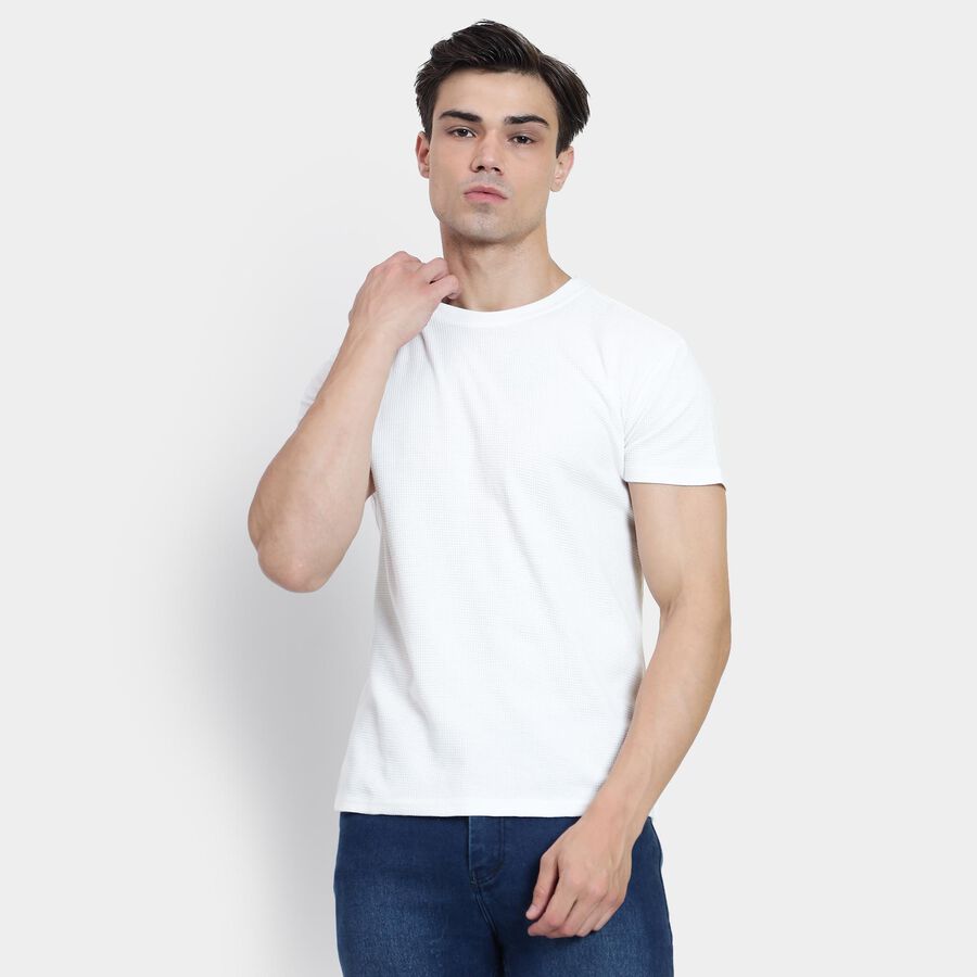 Men's Round Neck Half Sleeves T-Shirt , White, large image number null