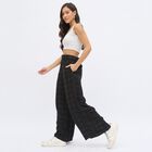 Women's Dark Charcoal Black High-Rise Checked Culottes, Black, small image number null