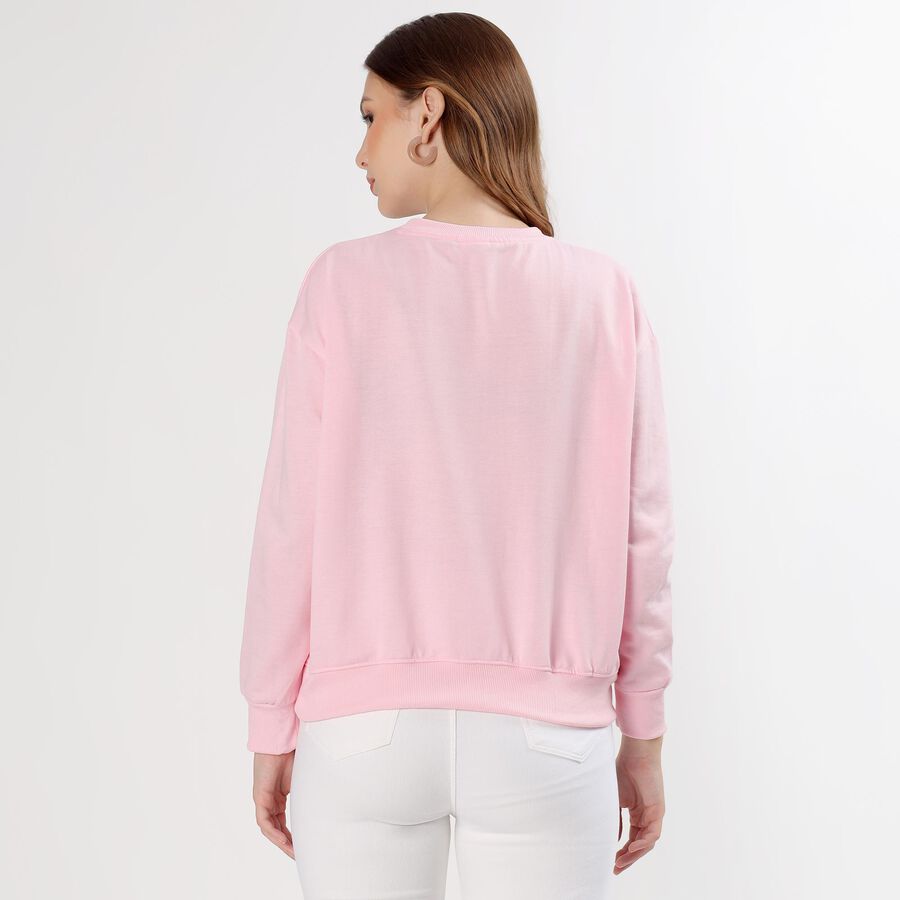 Women's Light Pink Crew Neck Casual Sweatshirt, गुलाबी, large image number null