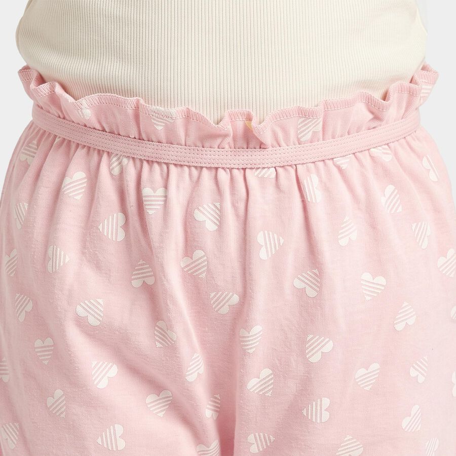 Girls Pink Regular Fit Heart Print Bloomer, हल्का गुलाबी, large