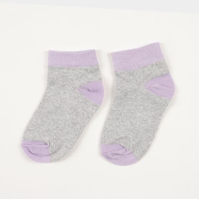 Girls' Light Heather Grey and Lavender Ankle-Length Socks