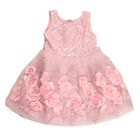 Girls' Light Pink Sequin and Floral Sleeveless Party Frock, हल्का गुलाबी, small