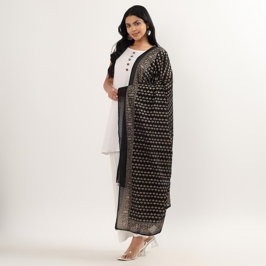 Ladies' Dupatta, Black, large image number null