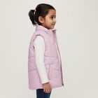 Girls Pastel Pink High Neck Sleeveless Puffer Jacket, Lilac, small image number null