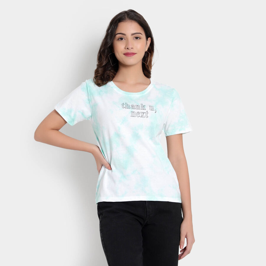 Tie & Dye Round Neck T-shirt, Light Green, large image number null