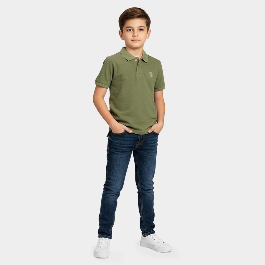 Boys' Half Sleeves T-Shirt, हल्का हरा, large