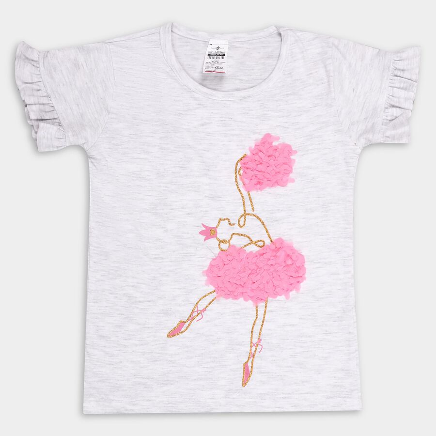 Girl's T-Shirt, Melange Mid Grey, large image number null