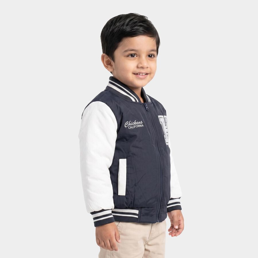 Boys' Navy Blue Varsity Jacket, Navy Blue, large