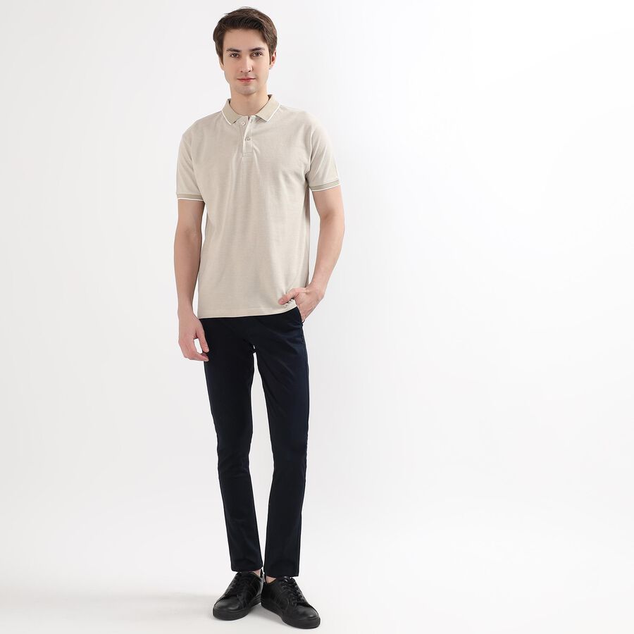 Men's Cross Pocket Slim Fit Casual Trousers, नेवी ब्लू, large image number null