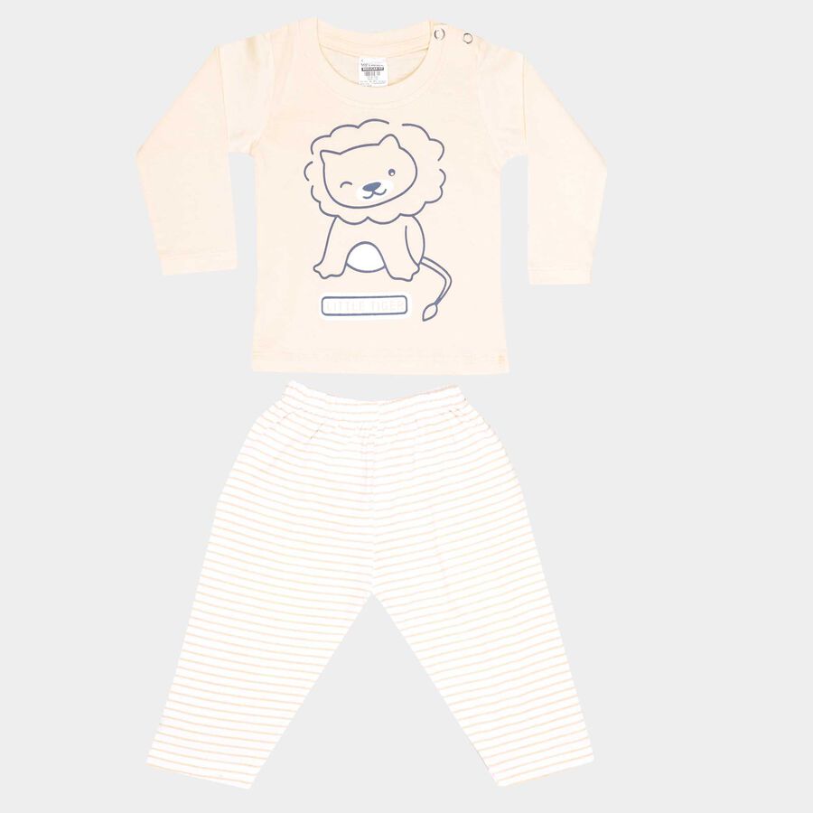 Infants Cotton Baba Suit, Peach, large image number null