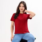 Women's Deep Crimson Red Cotton Round Neck Casual T-Shirt, Maroon, small