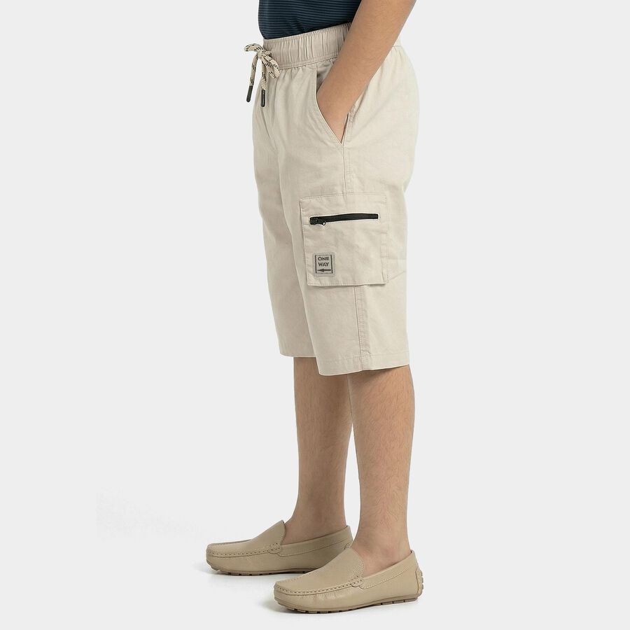 Boys' Off White Relaxed Fit Cotton Jamaican Shorts, Off White, large