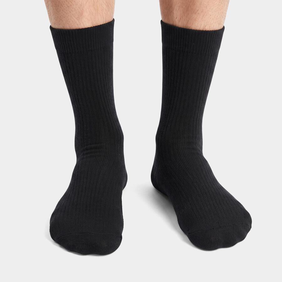 Men's Crew Length Pack of 2 Socks ( Grey, Black ), Black, large