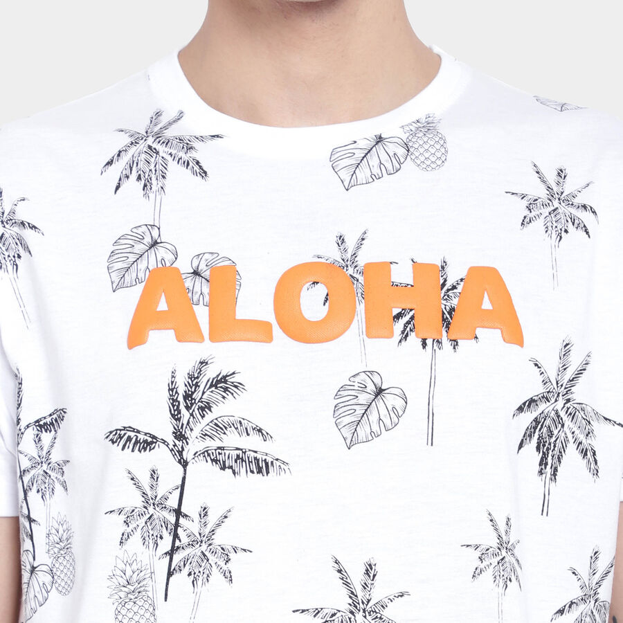 All Over Print Round Neck T-Shirt, सफ़ेद, large image number null