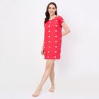 Women's Muted Charcoal Black Sleeveless Minimalist Nighty, लाल, small