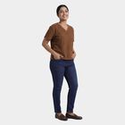 Women's Rust Round Neck Casual T-Shirt, Rust, small