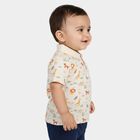 Infants Beige Cotton Polo Neck Casual T-Shirt, Beige, small