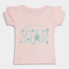 Girls' Light Pink Cotton Crew Neck Ruffle Sleeve T-Shirt, Light Pink, small image number null