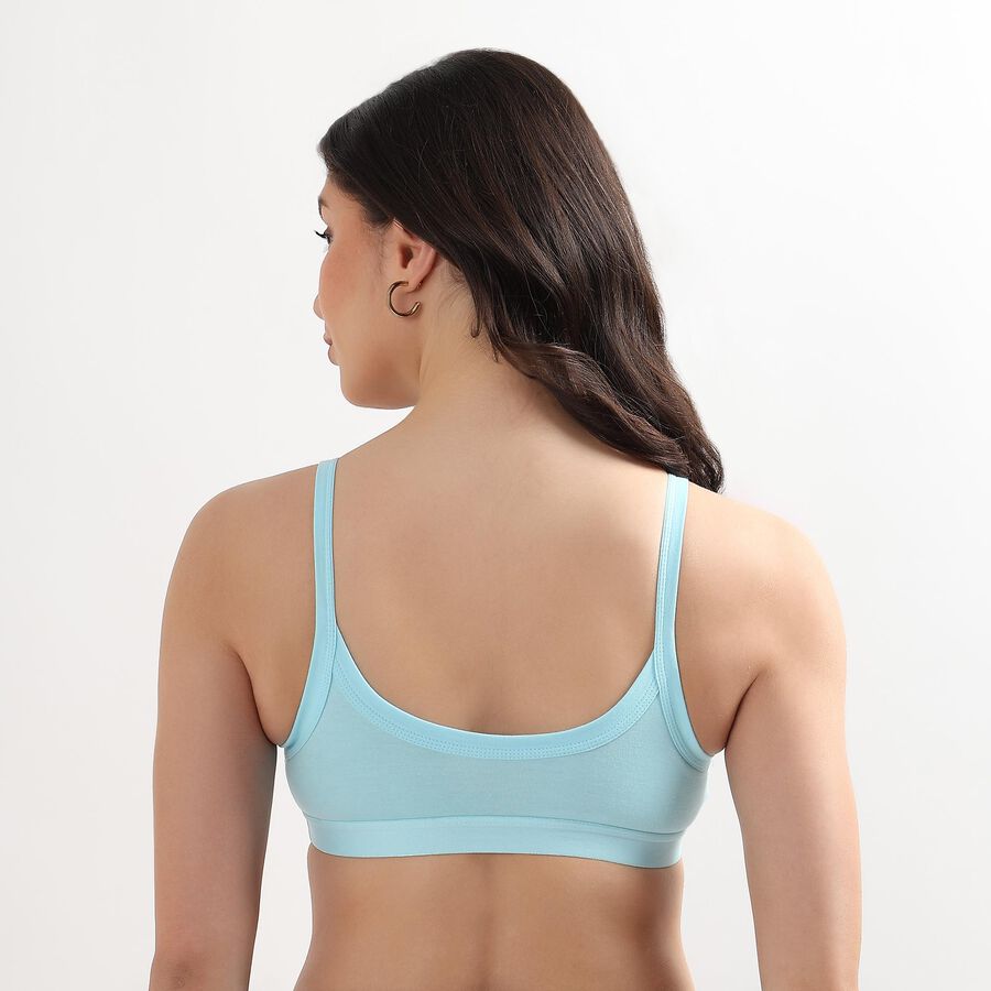 Ladies' 100% Cotton Bra, Aqua, large image number null